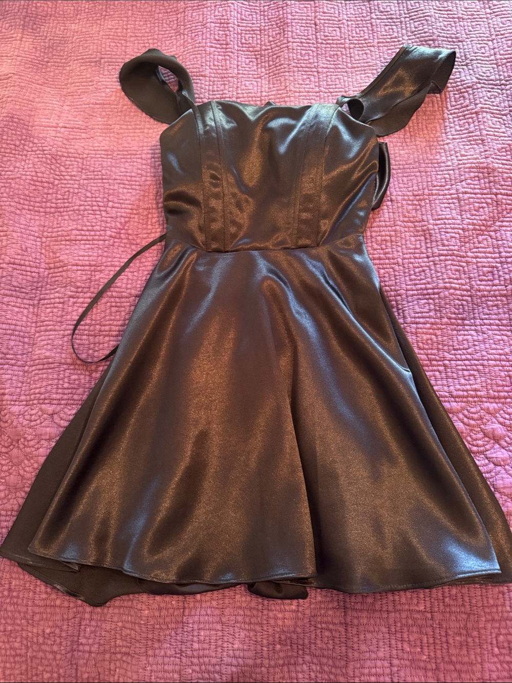 City Studios Navy Dress with Bow Strap Detail